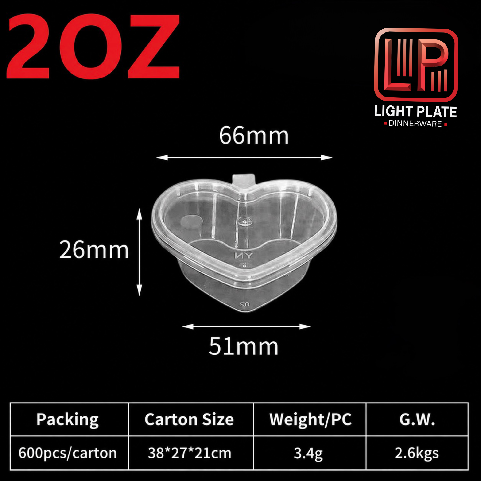 40ml Heart-Shape Hinged Sauce Cup